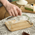 thumbnail image 6 of Bamboo Butter Dish with Glass Lid - Clear Butter Tray for Refrigerator&Counter for Butter,Block of Cream Cheese&Serving, 6 of 6