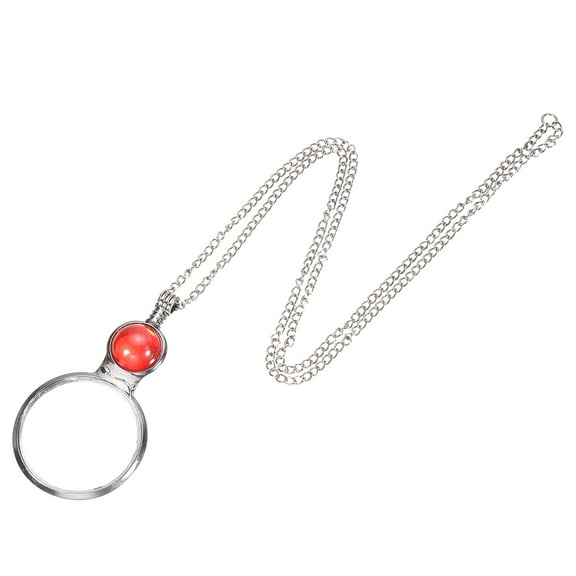 3X Magnifying Glass Necklace, 1pcs Magnifying Glass Pendant for Women Reading Gift Crafts Jewelry, Red