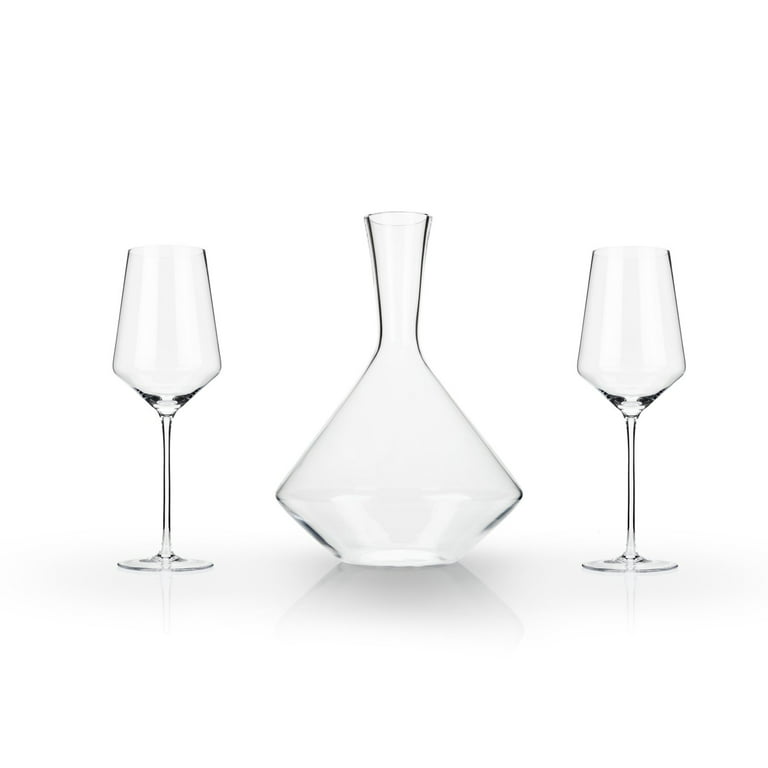 Viski Raye Bordeaux Wine Glasses & Decanter Set - Premium Crystal Clear  Glass, Modern, Stemmed, Flat Bottom, Red Wine Gift - Set Of 3 : Target
