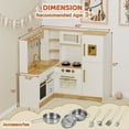 thumbnail image 3 of TLSUNNY Kids Pretend Play Corner Kitchen, w/ Lights & Sounds, Sink, Fridge, Microwave & Storage, Toddlers Wooden Kitchen Playset for Ages 3+ , White, 3 of 12