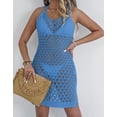 thumbnail image 4 of Beach Cover Up for Women Sleeveless Spaghetti Strap Swimsuit Cover Up Hollow Out Seethrough Sexy Crochet Cover Up Shermie, 4 of 6