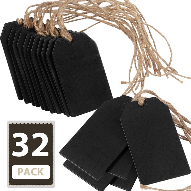 Etiquetas de pizarra colgantes de madera, mini letreros de pizarra, etiquetas de pizarra de madera, etiquetas de pizarra colgantes, etiquetas de precio ideales, etiquetas de mensaje, negras