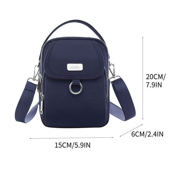 Bolsas Crossbody para Mujeres Bolsa de Teléfono Móvil Multicompartimento a Prueba de Agua, Bolsa de Hombro de Mensajero de Tela Casual de 15x6x20cm con Correa Ajustable Bolsa de Mensajero de Agujero D