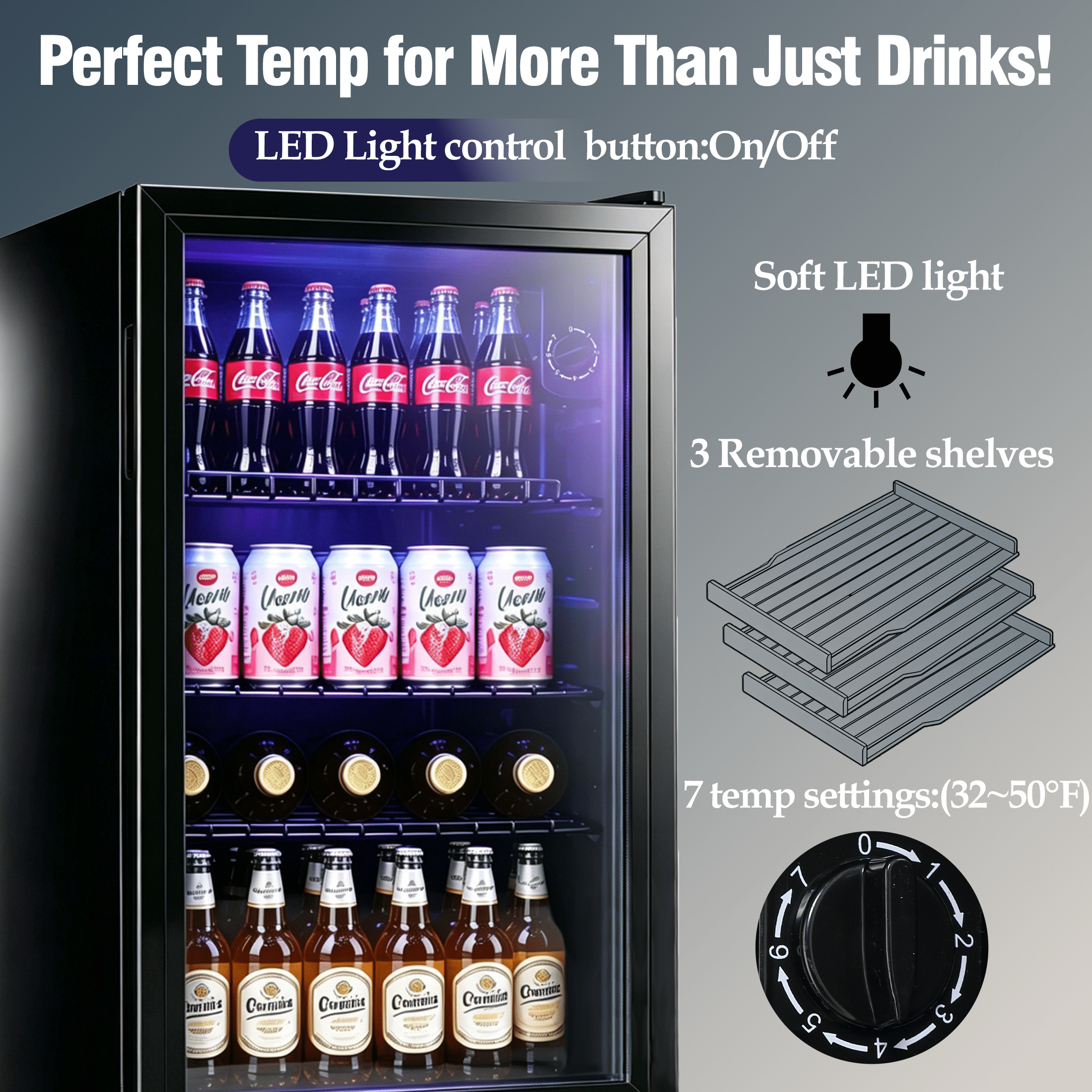 CALLIEVER 120 Can Fire-Resistant 35 CuFt Beverage Refrigerator with Glass Door, 110 V