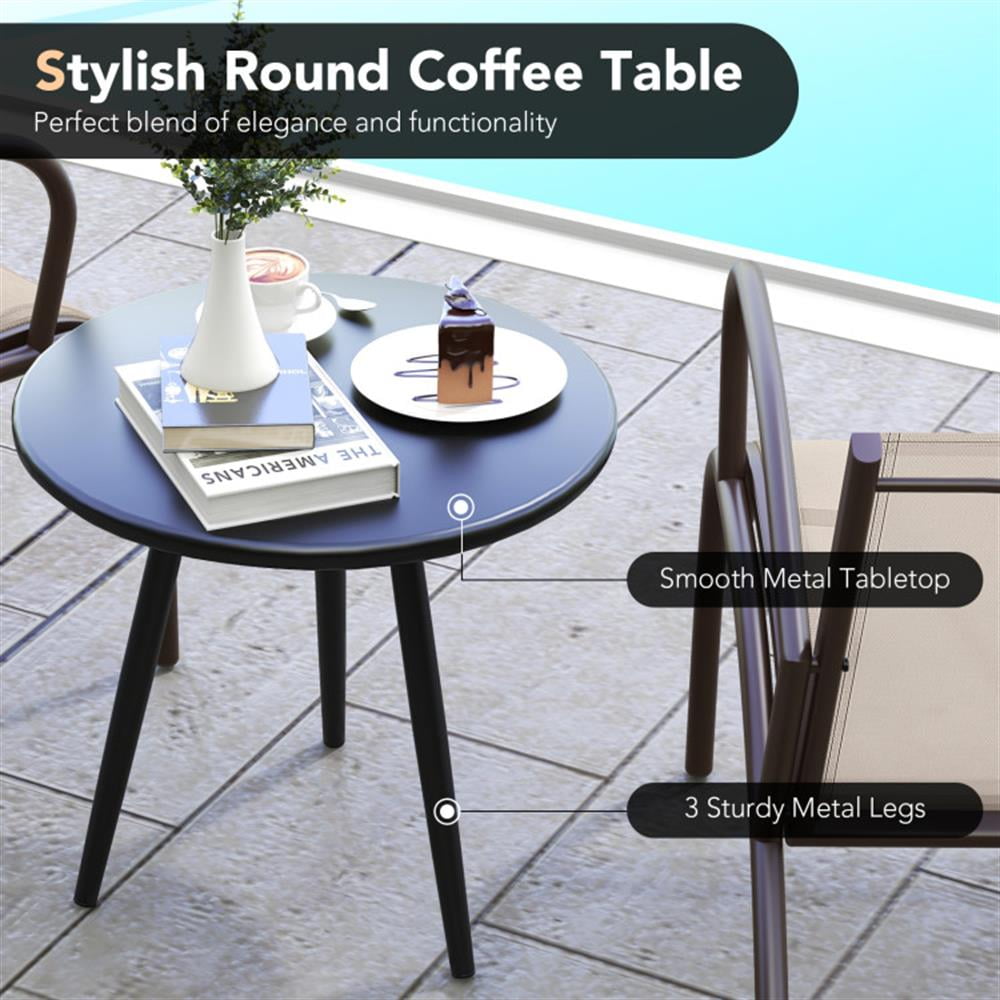 Topcobe 3 Piece Patio Metal Aluminum Wide Armchair and Table Set, Outdoor Patio Furniture for Garden Backyard Pool Deck-Rusic Brown