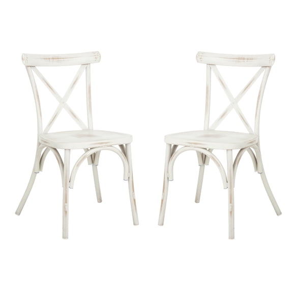SAFAVIEH Elia Outdoor Patio Stackable Chair, Distressed White, Set of 2