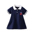 thumbnail image 3 of Dresses for Girls Back To School Loose Lapel Short Sleeve Button Patchwork Print Dress School Uniform for Girls Size 2-3 Years, 3 of 5