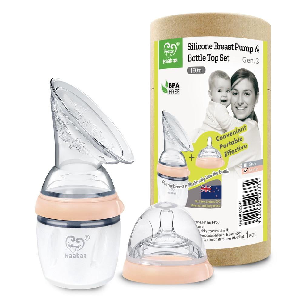 Silicone Breast Pump and Bottle Top Set, Gen 3 (Nude) - 160mL