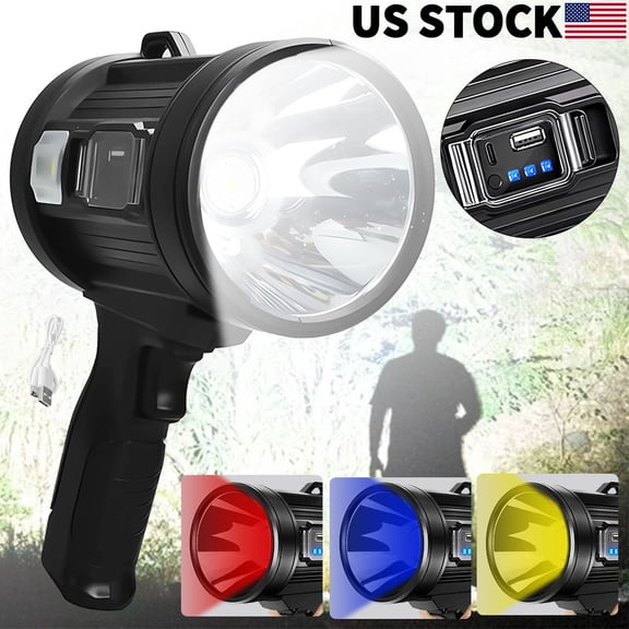 Portable Rechargeable Flashlight USB Super Bright Spotlight Flashlight Powerful Searchlight Outdoor