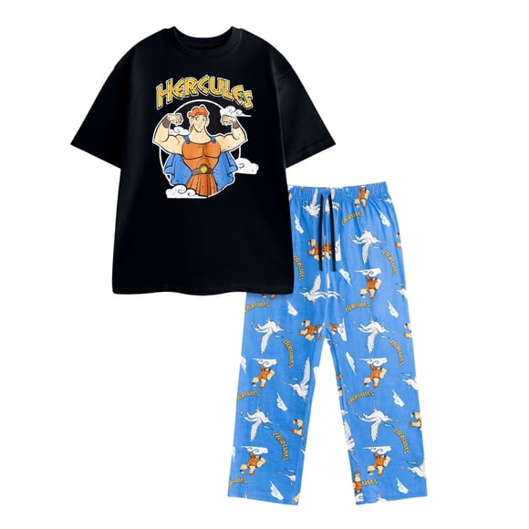 Hercules Ensemble de Pyjama Long à Manches Courtes pour Hommes