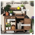 thumbnail image 4 of Potting Bench with Sink, Outdoor Work Table with Storage, Garden Workstation for Greenhouse Patio - Dark Brown, 4 of 9