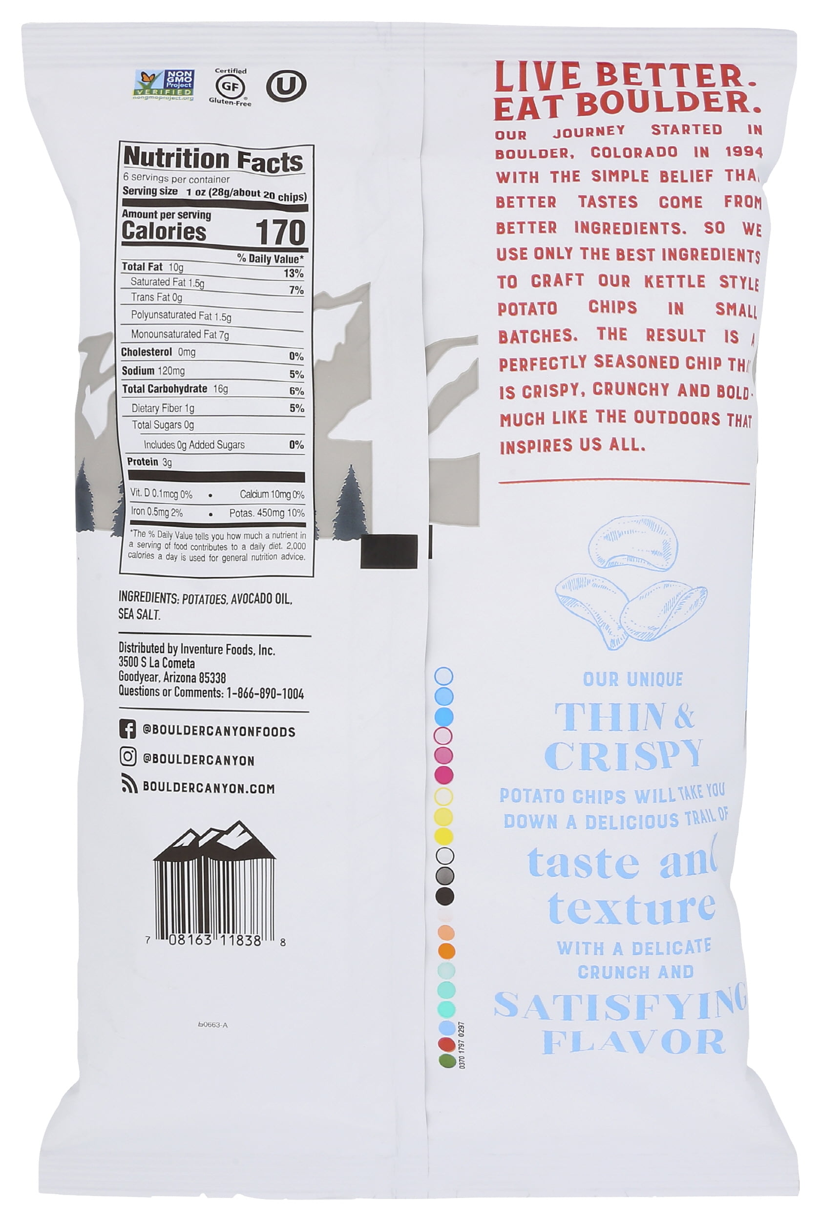 Boulder Canyon Thin & Crispy Potato Chips 6 Ounce Pack Of 12