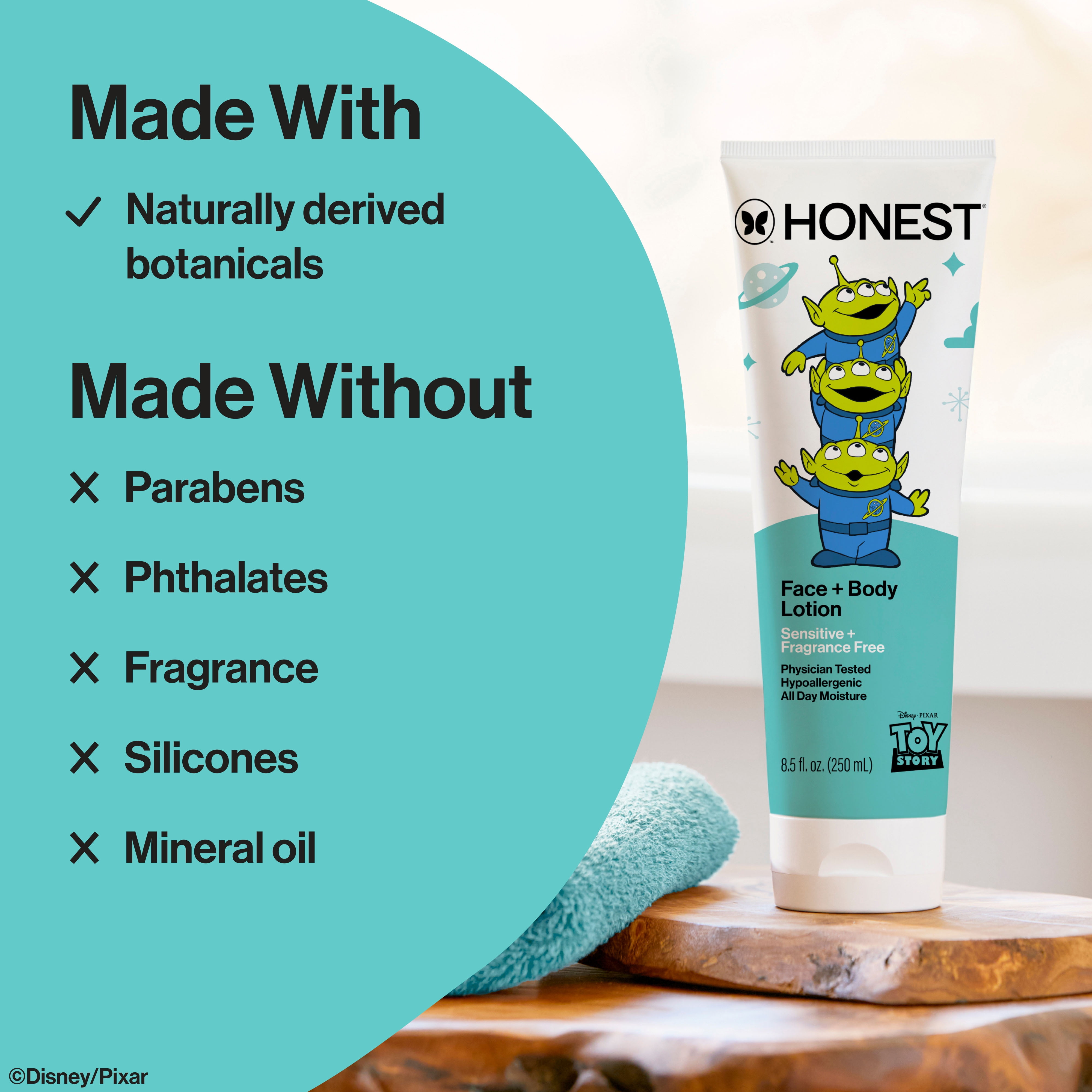 The Honest Company Disney Pixar Toy Story Fragrance Free Face and Body Lotion, 8.5 fl oz - Sensitive Skin Care
