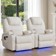 thumbnail image 4 of Dual Motor Power Swivel Rocker Recliner Chair for Adults with Heat and Massage, Electric Wall Hugger Rocking Recliner for Nursery Living Room with LED Lights, USB A&C Ports, 4 of 9