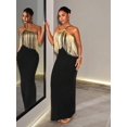 thumbnail image 4 of Womens Tassel Fringe Halter Neck Party Maxi Dress in Black, 4 of 9