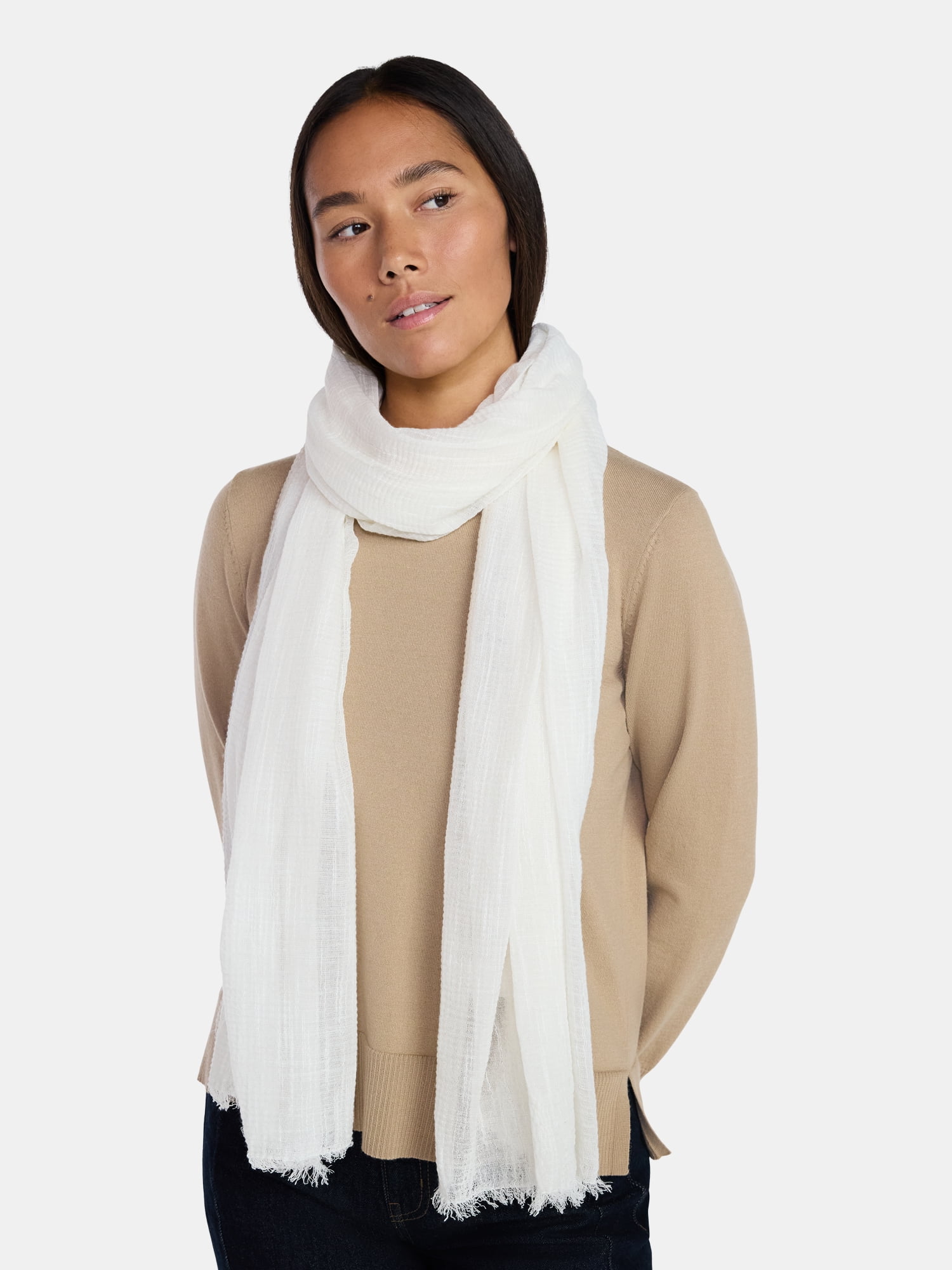 Time and Tru Women's Winter Crinkle Scarf - Semi-Sheer and Lightweight