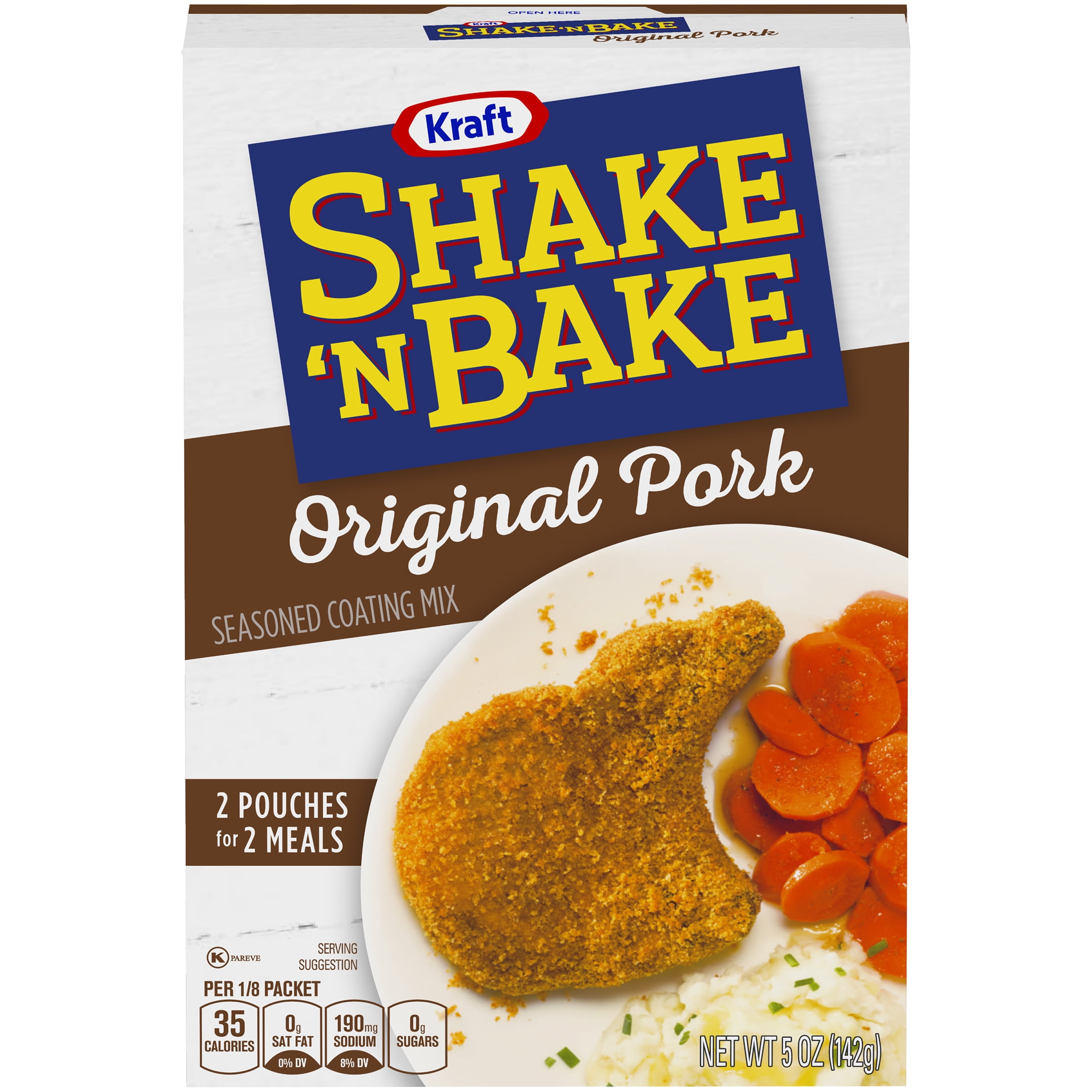 (3 Pack) Kraft Shake 'N Bake Original Pork Seasoned Coating Mix, 2 ct Pouches, 5.0 oz Box