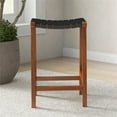 thumbnail image 4 of Yala Milieu du Siècle Moderne en Cuir Tissé Noir Tabouret, 4 of 5