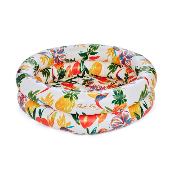 Float Life by Funboy Inflatable Round 2-Ring Pool, Tropical Paradise, 48" Diameter, Children 6 