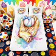 thumbnail image 3 of Erosebridal Watercolor Bow Baseball Full Size Sheets, Cute Sport Bed Sheets for Girls and Boys, 4 Pieces, 1 Flat Sheet, 1 Fitted Sheet and 2 Pillowcases, 3 of 6