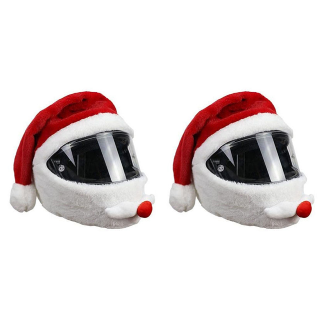 2 fundas elásticas para casco navideño, personalizadas y de felpa para fiestas navideñas al aire libre