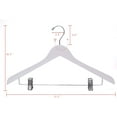 thumbnail image 2 of Quality Wooden Skirt Hangers with Clips, 20-Pack Semi Curved, Smooth Solid Wood Pants Hangers with  Adjustable Metal Clips, Swivel Hook, Coat, Jacket, Blouse Suit Hangers (White, 20), 2 of 8