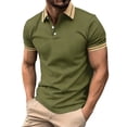 thumbnail image 2 of VgaVtl Short Sleeve Men's Polo Big and Tall Summer Collared Shirts for Men Athletic Button Solid Color Green Shirts, 2 of 3