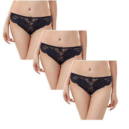 

Womens Underwear Brief Cute Underpants Bow Low Waist Lace Panties3PC