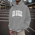 thumbnail image 5 of RUTAYY Men's Hoodie Long Sleeve Drawstring Front Pocket Vintage Letter Print Daily Casual Pullover Sweatshirt Grey, 5 of 5