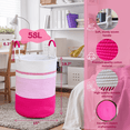thumbnail image 5 of Pink Large Modern Cotton Laundry Hamper, 58L Aesthetic Organizer for Teen Girls, Collapsible Woven Rope Basket, 5 of 9
