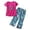 A-Hot Pink501, variant on XIAONU Womens Cute Pajama Set Short Sleeve Printed Top And Capri Pants Breathable Casual Loungewear For Home