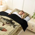 thumbnail image 4 of Feelyou Rustic Wood Plank Bass Fish Twin Comforter Sets for Men, Wooden Outdoor Lake Marine Bedding Set, Brown, Black Reversible, 2-Piece, 4 of 6
