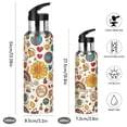 thumbnail image 2 of Insulated Stainless Steel Sports Water Bottle With Straw and Handle,Minimalist Art Style Ideal for Outdoor Use 600 ml Retro Hippie Logo, 2 of 7