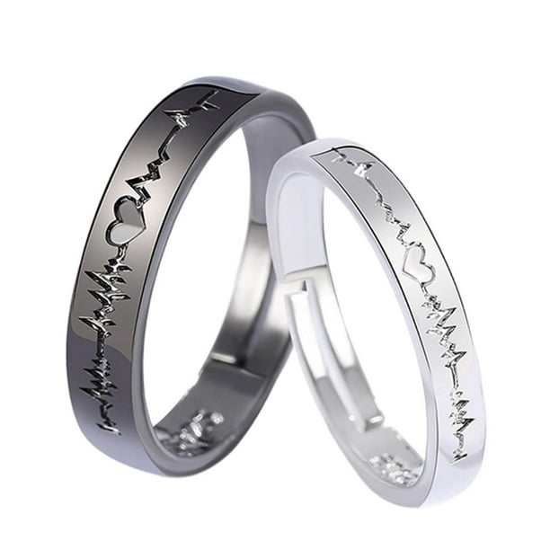 Anillos de pareja ajustables de 2 piezas de apariencia de de aleacion de moda de joyeria de adorno negro para amant Salvador Anillo de pareja de patrones de corazon Walmart en linea