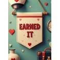 thumbnail image 4 of White Fabric Banner with Red Glittery Earned It Lettering Heart and Star Elements Party Decoration Backdrop for Celebrations Photo Shoots Graduation Parties Valentine Events, 4 of 4