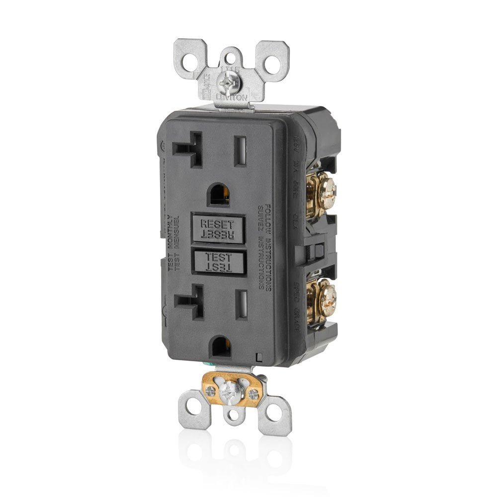 Leviton GFTR2-E SmartlockPro Self-Test GFCI Receptacle, Tamper Resistant, 20A, Black