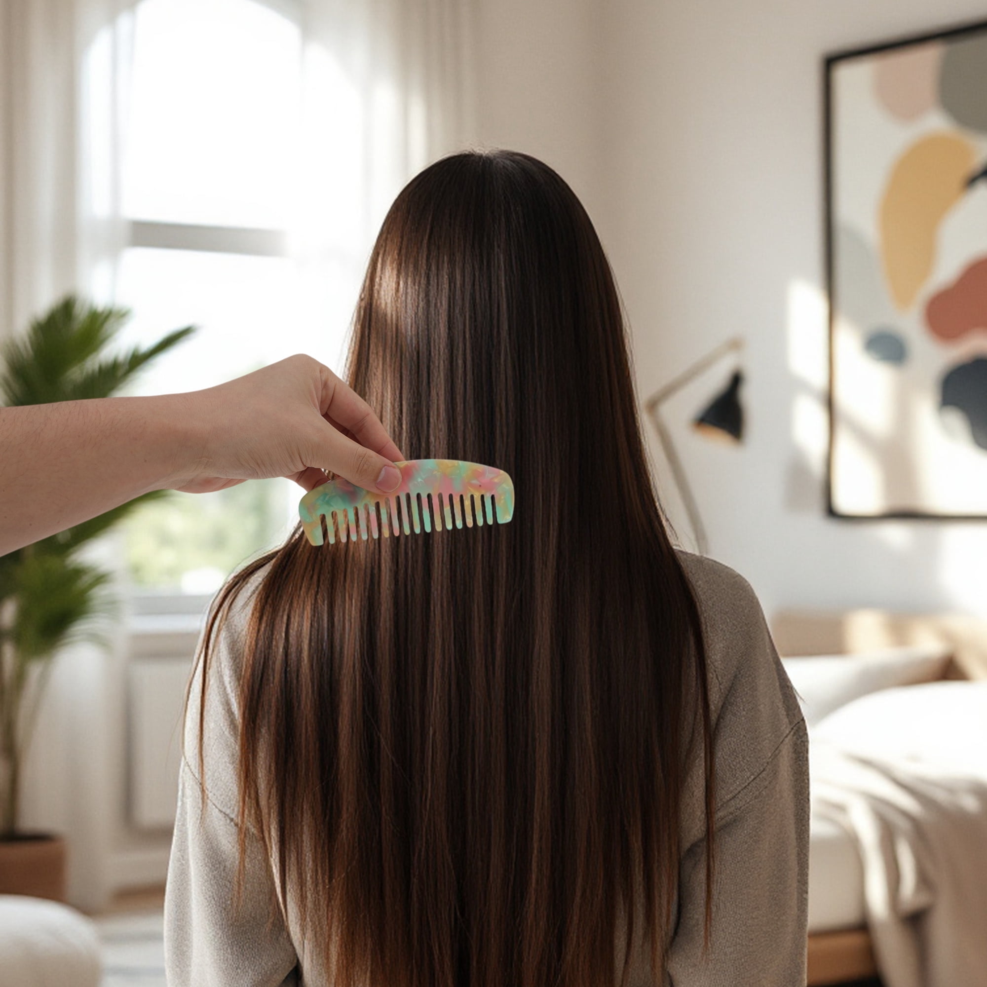 Unique Bargains 1 Pc Durable Marble Hair Comb Designed for All Hair Types Styles Green