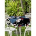 thumbnail image 3 of Outdoor Tablecloth with Umbrella Hole for Patio/Picnic/Party/Camping, Independence Day Waterproof Table Cloth Round Cover Washable, Patriotic Floral Roses Blossom Leaves Black (Dia 60"), 3 of 9