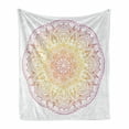 thumbnail image 1 of Rainbow Mandala Soft Flannel Fleece Throw Blanket, Traditional Colorful Middle Eastern Design Ombre Effect, Cozy Plush for Indoor and Outdoor Use, 70" x 90", Violet Orange and Yellow, by Ambesonne, 1 of 6