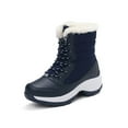 thumbnail image 1 of Crocowalk Mens Snow Boots Faux Fur Winter Boot Plush Lined Warm Shoes Casual Mid Calf Womens Cold Weather Lace Up Blue 10, 1 of 3