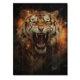 thumbnail image 3 of Designart "Tiger Roaring Brown Portrait" Animals Print on Natural Pine Wood, 3 of 5