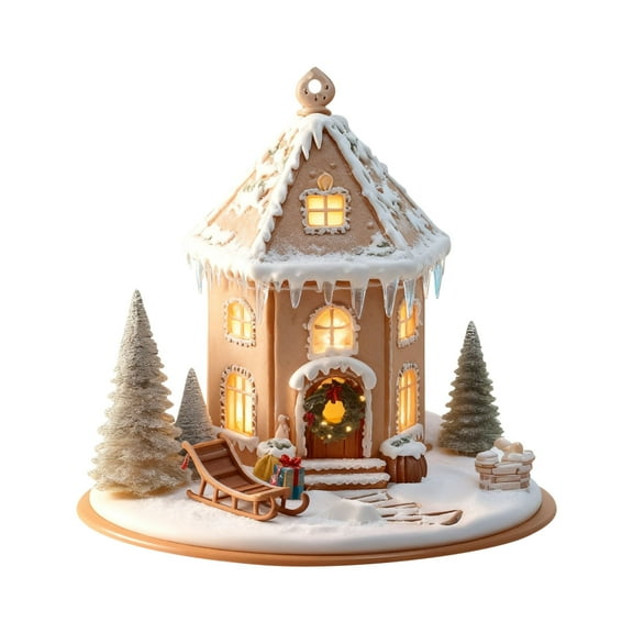 Costeam Christmas Exquisite House Acrylic Hanging Decoration Easy-To-Hang Design for Christmas Tree Living Room Decor