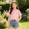 thumbnail image 4 of Asxite Toddler Girls Tshirt Floral Print Short Sleeve Crew Neck Casual Breathable Summer Tops 1-12Y, 4 of 6