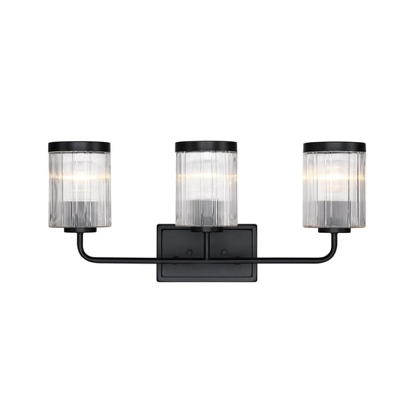 Aspen 24 in. 3-Light Matte Black Vanity Wall Light for Bathrooms