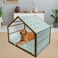 thumbnail image 2 of Nautical Pet House, Marine Sea Striped Background with Anchor Wheel Starfish Seashell, Outdoor & Indoor Portable Dog Kennel with Pillow and Cover, 5 Sizes, Blue and Apricot, by Ambesonne, 2 of 4