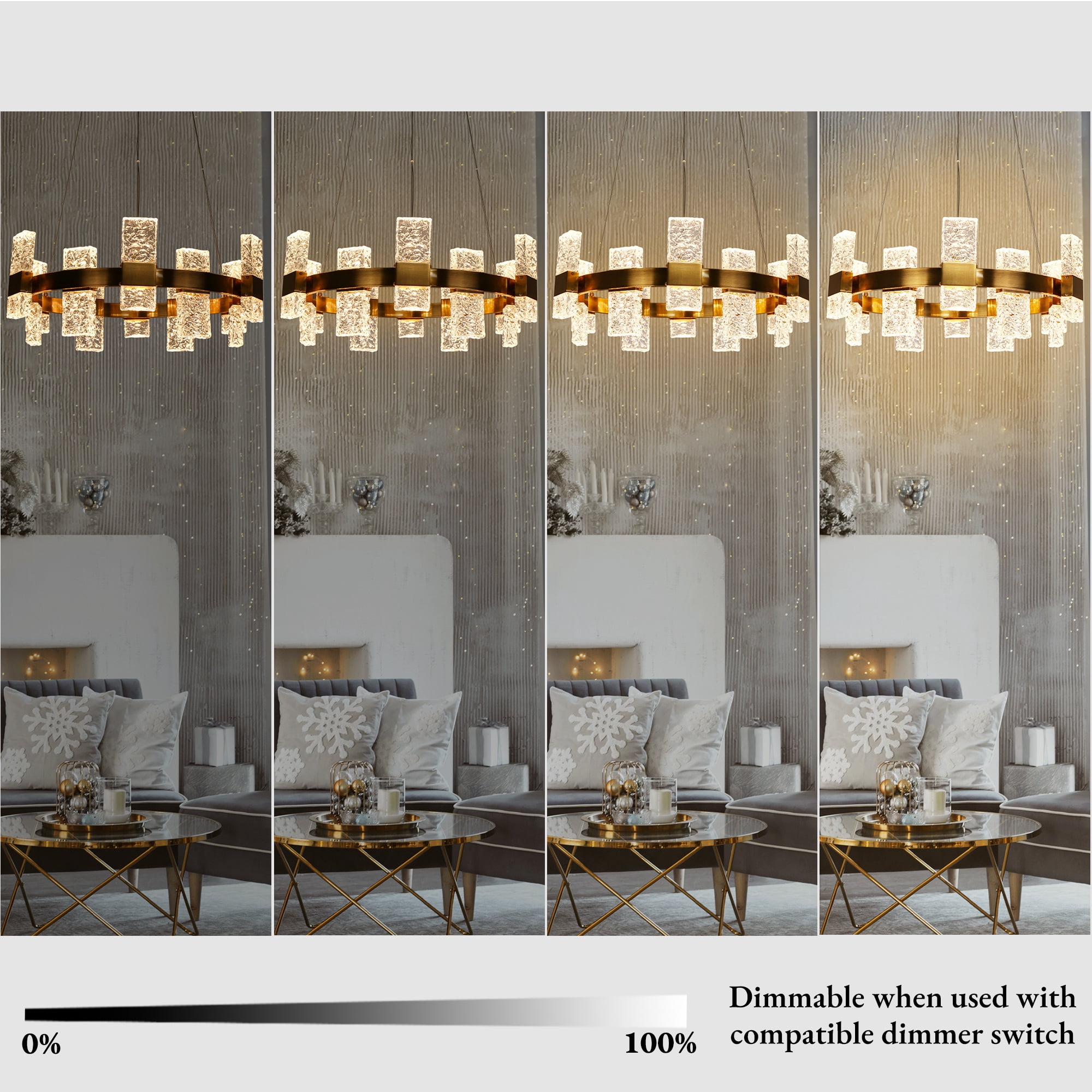 LNC Euromos 24 -Light Polished Brass Glam Integrated LED Crystal For Use in Bedrooms, Dining Rooms, Foyers, Kitchens, Living Rooms Chandelier