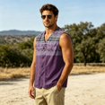 thumbnail image 5 of GrmtClth Ethnic Floral Aztec Print Mens Sleeveless Vest, Breathable Linen Blend Button Front Outdoor Travel Casual Top Purple L, 5 of 5