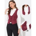 thumbnail image 2 of Chaleco vintage para mujer con botones Steampunk Jacquard sin mangas Borgoña L, 2 of 5