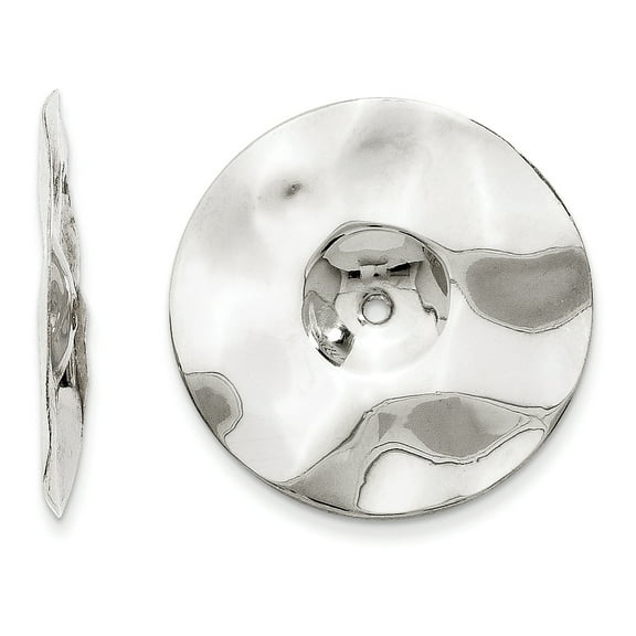 Primal Gold 14 Karat White Gold Polished Hammered Disc Earring Jackets