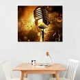 thumbnail image 3 of Nawypu  Music Wall Art Painting Gold Microphone and Headset Musical Note Picture Print on Canvas Modern Home Studio Living Room Decor Stretched and Framed Ready to Hang, 3 of 5